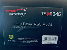 Load image into Gallery viewer, Top Speed 1/18 Model Lotus Emira Seneca Blue-LOTMC0039 from LOTUS CARS in LOTUS PACKAGING