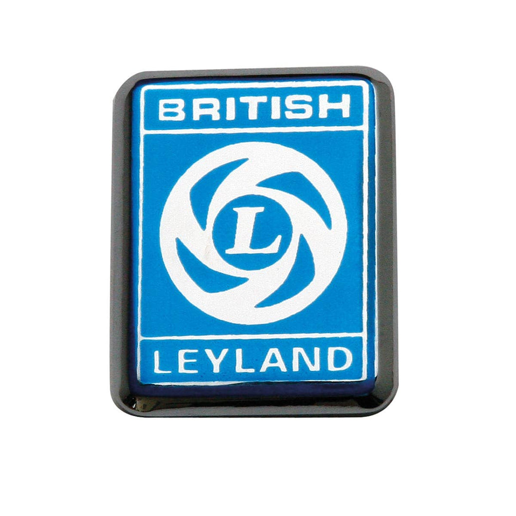 TR7 - 725525 BRITISH LEYLAND BADGE, silver on blue, silkscreened