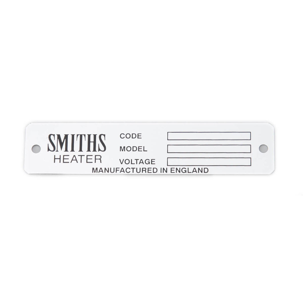 mgb-BML2015 Smith's heater name Plate
