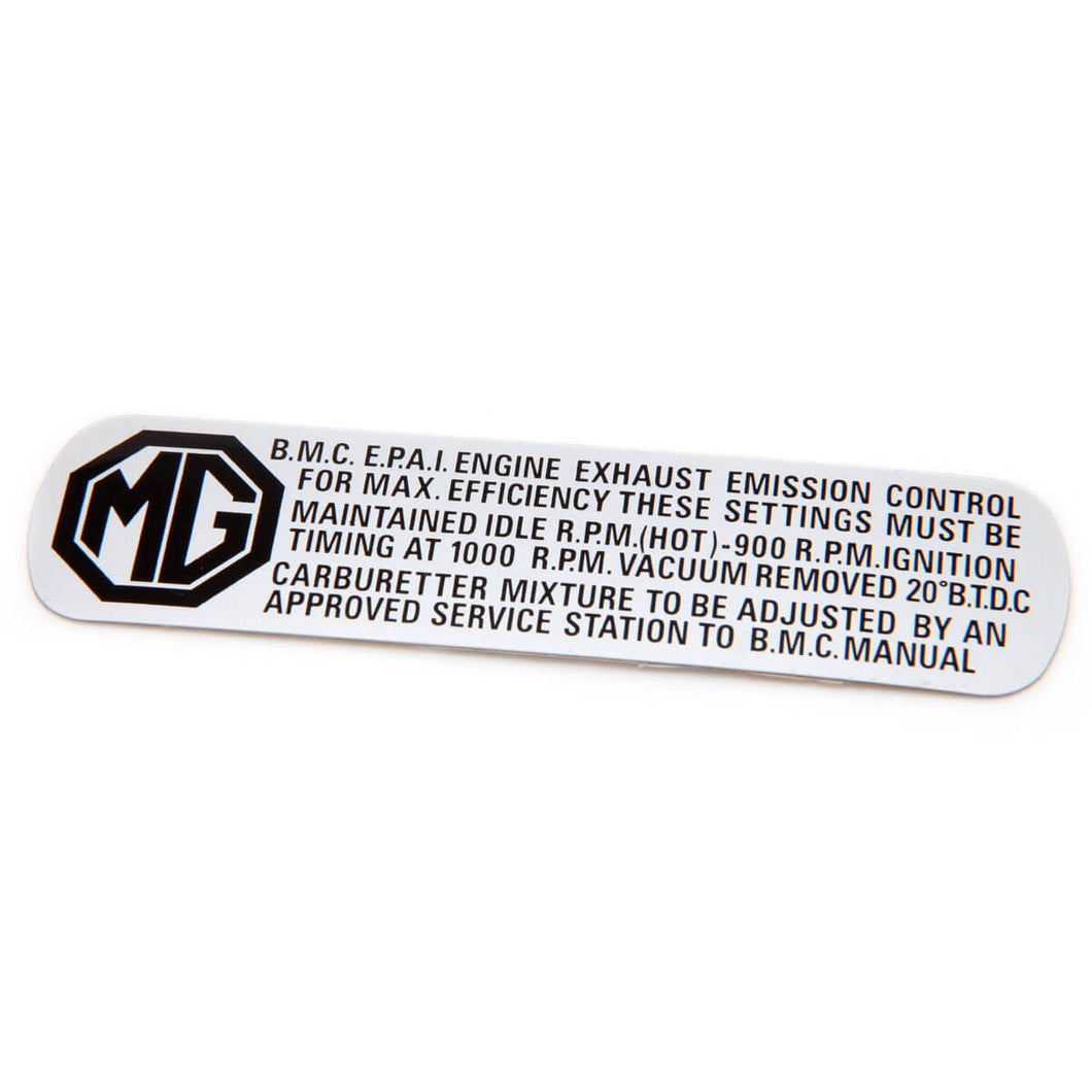 mgb-BML2023 MG Emission Control Label
