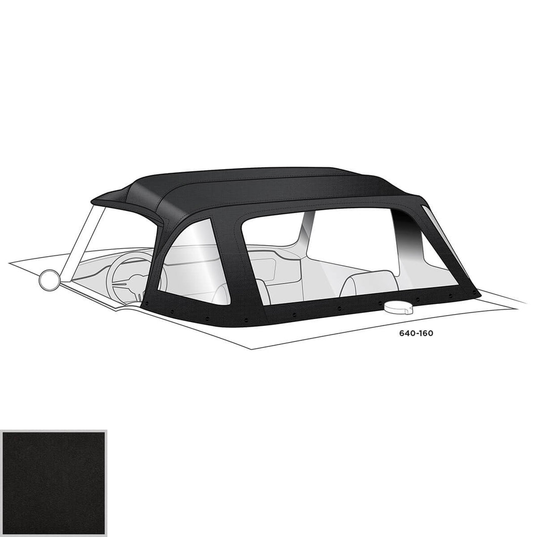 tr6-2207A BLACK Convertible Vinyl Top with zipper rear window made by Robbins