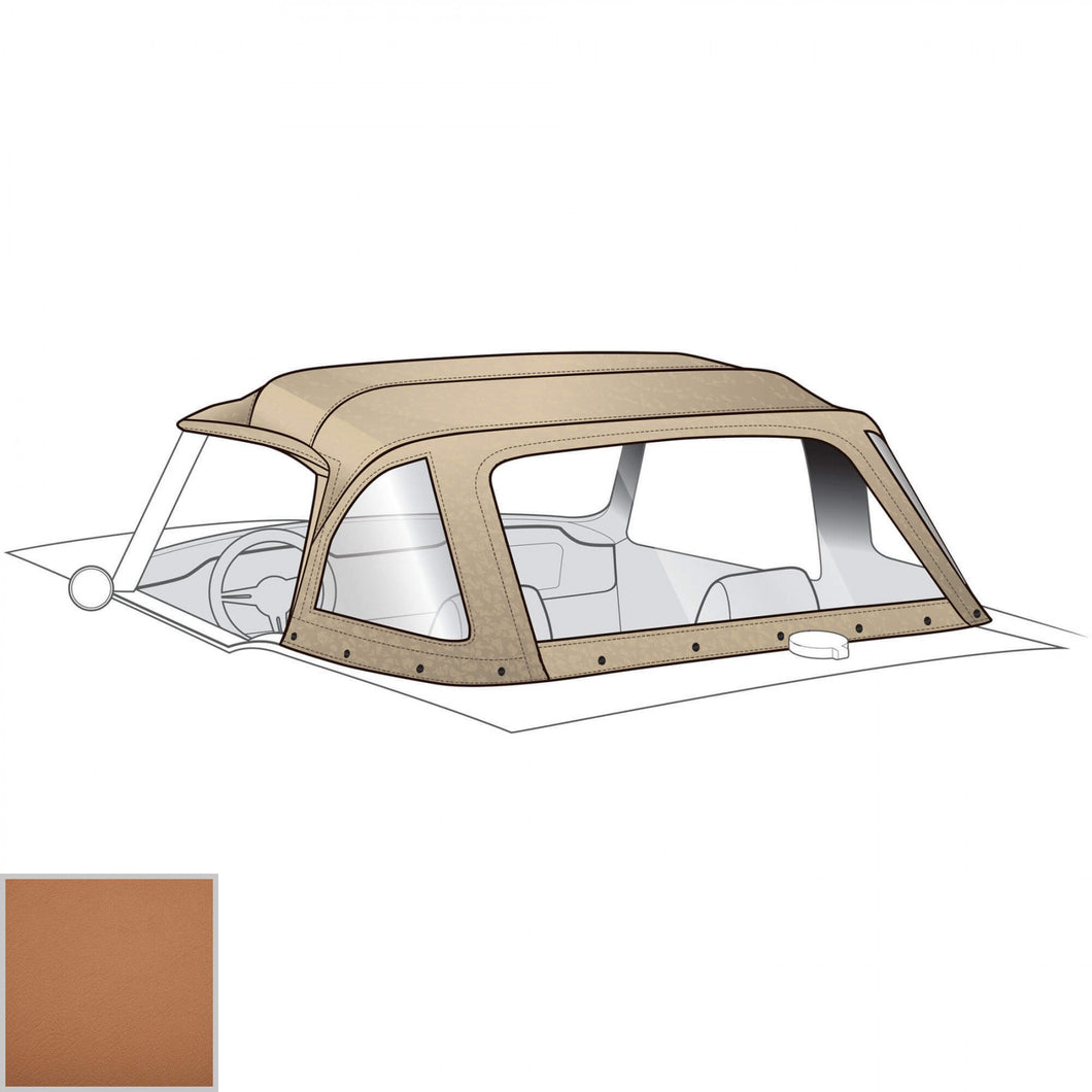 tr6-2207 Tan Convertible Vinyl Top with zipper rear window made by Robbins