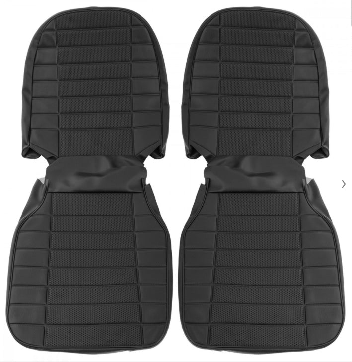 MGB-SC115A Front Seat Kit, Perforated  down the Middle (Black) 1973-76