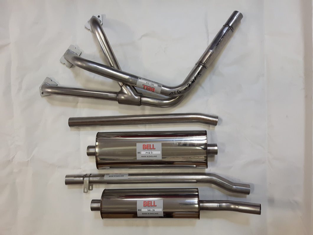 MGB-mg345K  Individual BELL Exhaust 1975-81 5 piece kit
